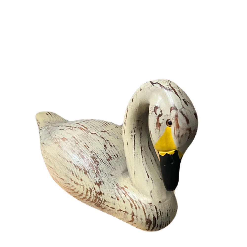 Elegant Cream Wooden Swan Decor